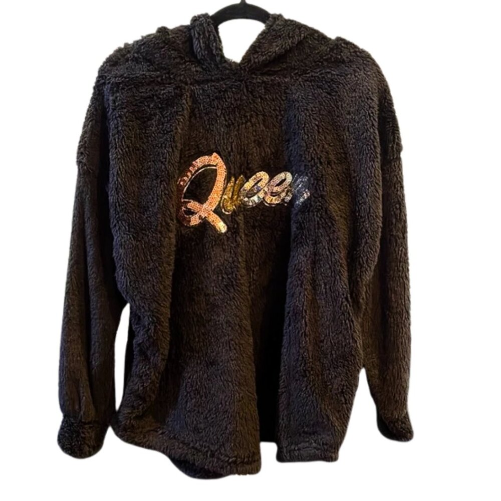 BTWEEN - Btween Black Faux Fur Fluffy Hoodie Sweater Size 2X Brand New